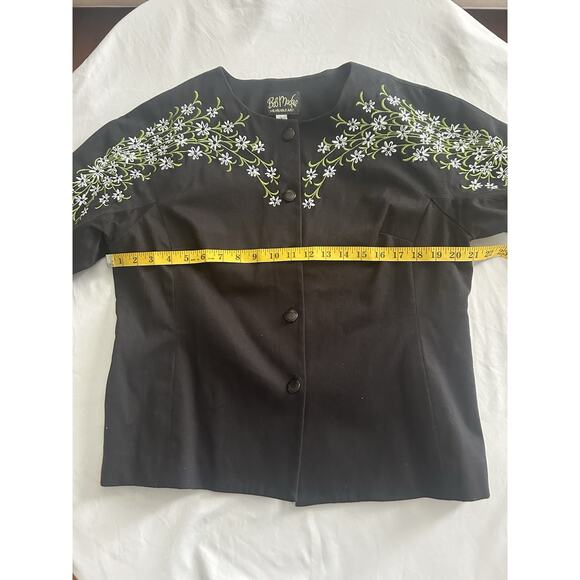 Bob Mackie Floral Embroidered Button Front Blazer Jacket Womens Size Large Black - Picture 5 of 7